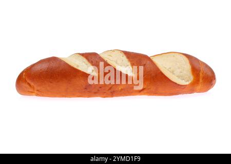 Genießen Sie ein frisch gebackenes knuspriges Baguette mit wunderschönen Dekorationsschnitten und Crust Stockfoto