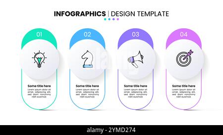 Infografik-Vorlage mit Symbolen und 4 Optionen oder Schritten. Kann für Workflow-Layout, Diagramm, Banner, webdesign verwendet werden. Vektorgrafik Stock Vektor