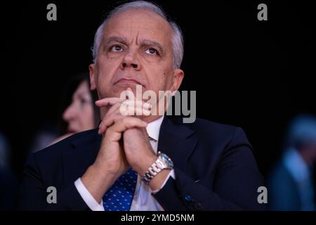 Torino, Italien. November 2024. Matteo Piantedosi, Innenminister. Teilnahme an der Jahreshauptversammlung der ANCI in Lingotto Fiere in Turin, Italien - News - Donnerstag, 21. November 2024. (Foto: Marco Alpozzi/Lapresse) Credit: LaPresse/Alamy Live News Stockfoto