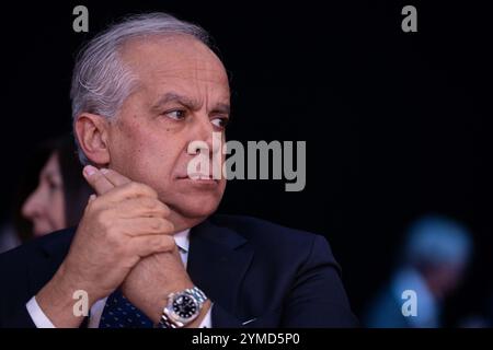 Torino, Italien. November 2024. Matteo Piantedosi, Innenminister. Teilnahme an der Jahreshauptversammlung der ANCI in Lingotto Fiere in Turin, Italien - News - Donnerstag, 21. November 2024. (Foto: Marco Alpozzi/Lapresse) Credit: LaPresse/Alamy Live News Stockfoto