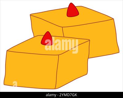 Gelbe Erbsenkuchen Chinesisches traditionelles Gericht Snack China Kultur orientalische kulinarische Veranstaltung Essen Erdnuss klebrig leckere gesunde Icon Set Design bunt Stock Vektor