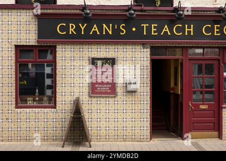 Irland, County Leitrim, Carrick on Shannon, Bridge Street, Cryan’s Bar, italienische Mosiac-Vorderseite Stockfoto