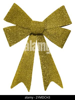 Goldene Schleife isoliert auf weißem Hintergrund. Stockfoto
