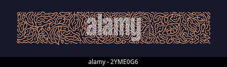 Kakaoabstrakte Linienplantagen. Aroma-Bohnen, Textur Blätter, Obst. Bio-Rohschokolade, Butter. Vintage-Illustration für Lebensmitteldesign Stock Vektor