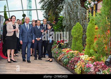 King of Swedens Staatsbesuch in Singapur der König von Schweden macht am 21. November 2024 einen Spaziergang durch den Garten an der Bucht in Singapur. Swedens King Carl XVI Gustaf ist auf Einladung von Singapurs Präsident Tharman zu einem dreitägigen Staatsbesuch in Singapur. Mit etwa 100 Geschäftsdelegierten in seinem Umfeld besuchte er ein Singapur-Schweden-Wirtschaftsforum, wo er Zeuge eines Austauschs von Memoranda of Understanding MOUs sein wird, zu denen die Zusammenarbeit in den Bereichen Luftfahrt, Verteidigungstechnik, Energie, Verkehr und Innovation im Gesundheitswesen gehört. SINGAPUR Singapur Copyright: XMatrixxImagesx/xLimxSimonx Stockfoto