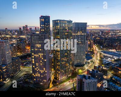 Panoramablick auf die Skyline von Manchester Stockfoto