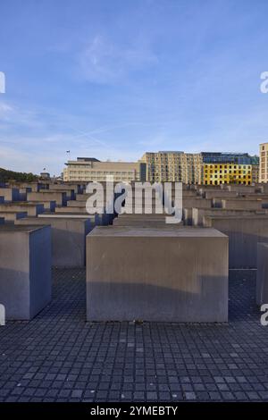 Gedenkstätte für die ermordeten Juden Europas, Holocaust-Gedenkstätte bei Nacht in Berlin, Hauptstadt, unabhängige Stadt, Bundesland Berlin, Deutschland, Europa Stockfoto