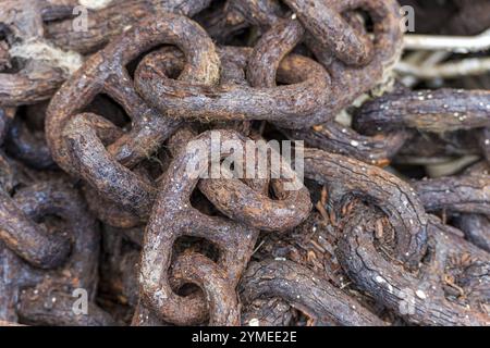 Alte Rostkette in Mevagissey Cornwall Stockfoto