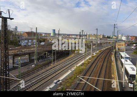 Gleisrenovierung am Eisenbahnknotenpunkt Dresden. Dresden, Sachsen, Deutschland, Europa Stockfoto