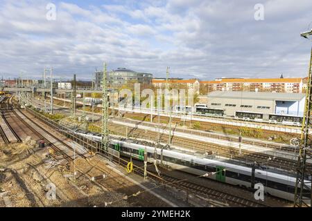 Gleisrenovierung am Eisenbahnknotenpunkt Dresden. Dresden, Sachsen, Deutschland, Europa Stockfoto