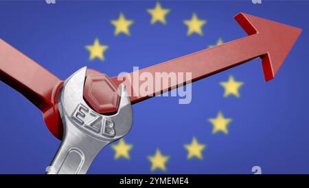 Symbolisches Bild zum Thema EZB, Leitzinssatz, Kontrolle, Mechanismen usw. Stockfoto