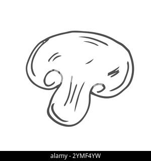 Champignons, Pilzset in handgezeichneter Form, Kritzelstil für die Küche, Kochblog, Bauerngeschäft, Paket, Poster Design Online Shop. Stock Vektor