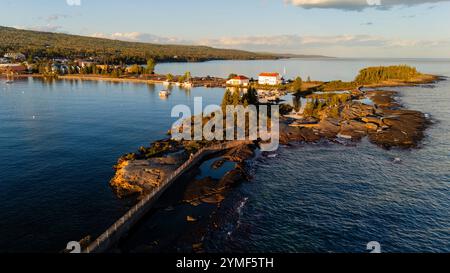 Luftaufnahme von Grand Marais, Minnesota, USA. Stockfoto