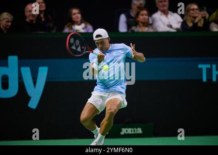 Malaga, Spanien, 21. November 2024. Sebastian Baez aus Argentinien beim Viertelfinale Davis Cup Finale 8 Singles Match 1. Quelle: Vicente Vidal Fernandez/Alamy Live News Stockfoto