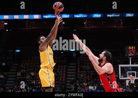 Levi Randolph (Maccabi Playtika Tel Aviv) während der EA7 Emporio Armani Milano vs Maccabi Playtika Telaviv, Basketball Euroleague Spiel in Mailand, Italien, 21. November 2024 Stockfoto