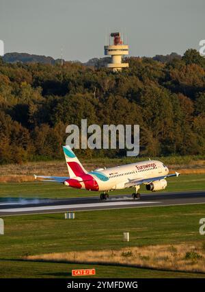 Eurowings Airbus A319-132, Landung am Flughafen Köln-Bonn, CGN, NRW, Deutschland, Stockfoto