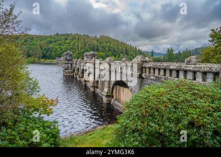 Der Damm am Lake Vyrnwy Powys Wales Stockfoto