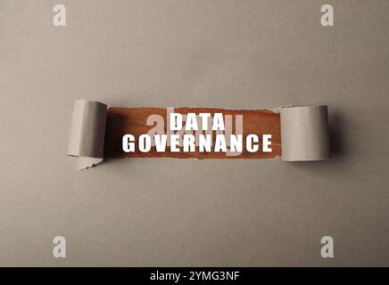 Data Governance ist die Verwaltung von Daten in einem Unternehmen. Es umfasst die Richtlinien, Verfahren und Praktiken, die verwendet werden, um sicherzustellen, dass Daten sind Stockfoto