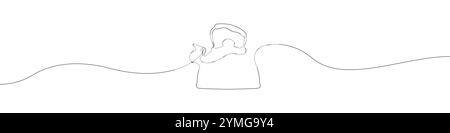 Einzeiliger Vektor-Hintergrund des Wasserkocher-Symbols. Symbol für den Wasserkocher in der Küche. Durchgehende Kontur eines Wasserkochers. Stock Vektor