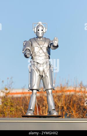 Doctor Who Cyberman Film Requisite Replik, befindet sich an einer Weltraumstation an der Hull Road in York, North Yorkshire, Großbritannien Stockfoto