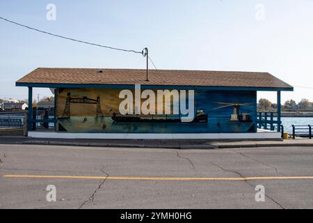 Wandbilder von Port Colborne im Harbour Master Building an der West Street in Port Colborne, Ontario, Kanada Stockfoto
