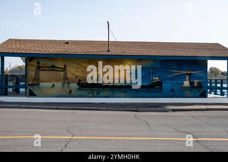 Wandbilder von Port Colborne im Harbour Master Building an der West Street in Port Colborne, Ontario, Kanada Stockfoto