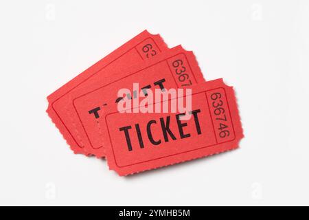 Drei Eintrittskarten für den roten Vintage-Look Stockfoto