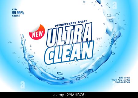 Ultra Clean Waschmittelpulver und Etikettendesign Vektor Stock Vektor