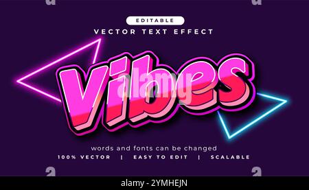 Editierbarer 3D-Vibes-Textstil mit Hochglanzvektor Stock Vektor