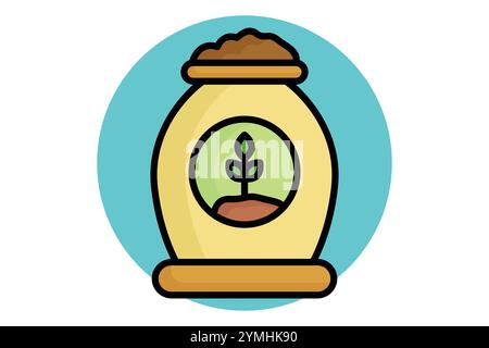 Symbol für Dünger. Symbolstil für farbige Umrisse. Symbol für Gartenarbeit. Gartenwerkzeuge Elemente Vektor-Illustration Stock Vektor