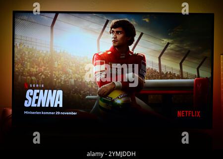 Skånes-Fagerhult, Skåne, Schweden. November 2024. Netflix. Senna. Stockfoto