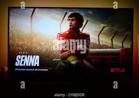 Skånes-Fagerhult, Skåne, Schweden. November 2024. Netflix. Senna. Stockfoto