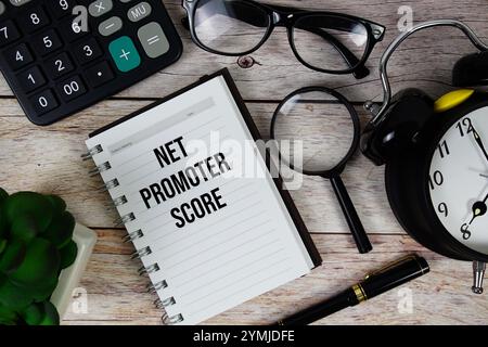 NET Promoter Score (NPS)-Text auf Notizblock, Hintergrund für Business and Financial Concept Stockfoto