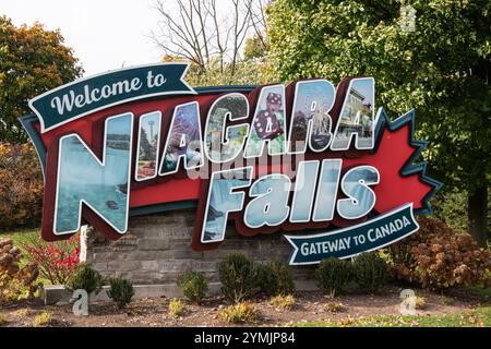 Willkommen bei den Niagarafällen auf 420 in Ontario, Kanada Stockfoto