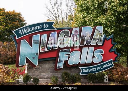 Willkommen bei den Niagarafällen auf 420 in Ontario, Kanada Stockfoto