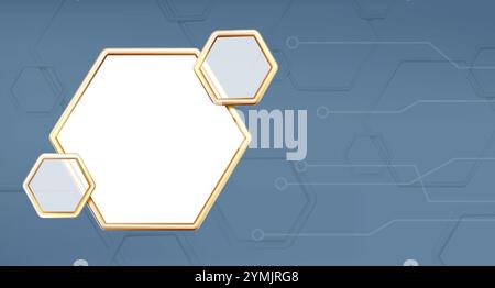 Abstraktes Banner mit sechseckigen Formen. Geometrischer Hintergrund für Medizin, Unternehmen oder Technologie. Stock Vektor