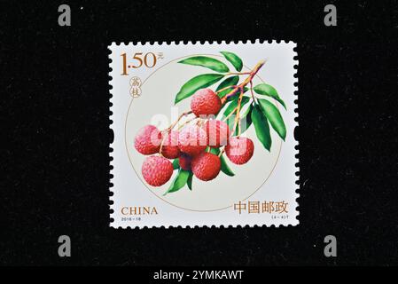 CHINA - CA. 2016: In China gedruckte A-Briefmarken zeigen Früchte (2), ca. 2016 Stockfoto