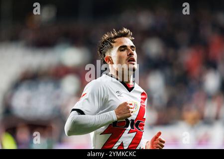 Josep Chavarria (Rayo Vallecano) wurde während des LaLiga EA SPORTSPIELS zwischen den Teams von Rayo Vallecano und UD Las Palmas im Estadio de Vallecas gesehen. Endergebnis: Rayo Vallecano 1:3 UD Las Palmas Stockfoto
