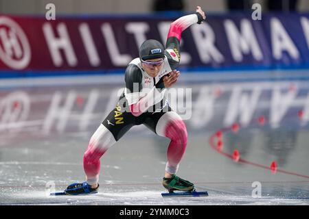 Nagano, Japan. November 2024. NAGANO, JAPAN - 22. NOVEMBER: Wataru Morishige von JPN tritt am 22. November 2024 in Nagano, Japan auf den 500 m der Männer während der ISU World Cup Speed Skating im M Wave Stadium an (Foto: Andre Weening/Orange Pictures) Credit: Orange Pics BV/Alamy Live News Stockfoto