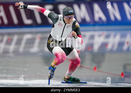 Nagano, Japan. November 2024. NAGANO, JAPAN - 22. NOVEMBER: Wataru Morishige von JPN tritt am 22. November 2024 in Nagano, Japan auf den 500 m der Männer während der ISU World Cup Speed Skating im M Wave Stadium an (Foto: Andre Weening/Orange Pictures) Credit: Orange Pics BV/Alamy Live News Stockfoto