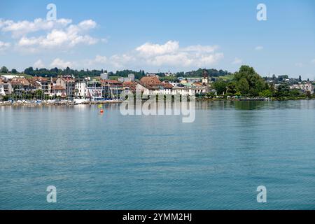 Suisse, Schweiz, Waadt, Schweiz, Waadt, Kanton de Waadt, Kanton Waadt, Morges, Ville, Stadt, Stadt, Stadt, Lac Léman, Genfer See, Genfer See, bateau, Stockfoto