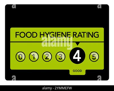 Lebensmittelhygiene-Bewertung 4 - GUT, von der United Kingdom Food Standards Agency Stockfoto