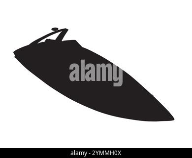 Silhouette Speedboat isolierte Vektorillustration. Luxuriöses und teures Boot. Isometrische Ansicht Stock Vektor