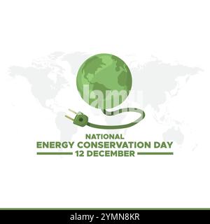 Nationaler Tag Der Energieeinsparung. Dezember. Vorlage für Hintergrund, Banner, Karte, Poster mit Textbeschriftung. Vektorabbildung. Stock Vektor