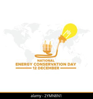 Nationaler Tag Der Energieeinsparung. Dezember. Vorlage für Hintergrund, Banner, Karte, Poster mit Textbeschriftung. Vektorabbildung. Stock Vektor