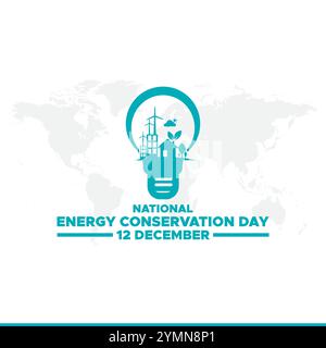 Nationaler Tag Der Energieeinsparung. Dezember. Vorlage für Hintergrund, Banner, Karte, Poster mit Textbeschriftung. Vektorabbildung. Stock Vektor