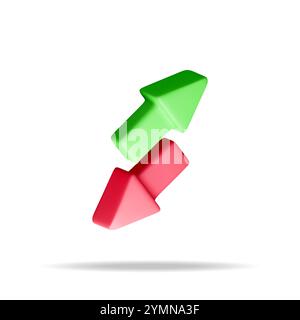 Grüner 3D-Aufwärts- und roter Abwärtspfeil. Stock Vektor