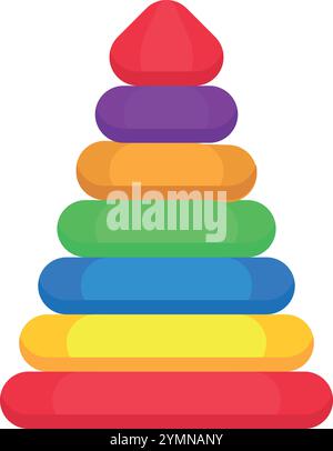 Symbol für pyramidenfarbenes Spielzeug. Kindpädagogisches Puzzle isoliert auf weißem Hintergrund Stock Vektor