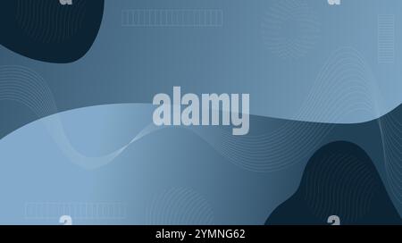 Blue Harmony abstrakte glatte, fließende wellenähnliche Formen in einem modernen blauen Hintergrunddesign Stock Vektor