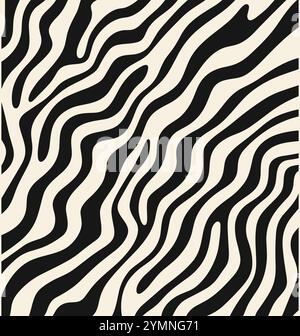 Schwarz-weiß gestreifte Streifenmuster Stock Vektor, im Stil geometrischer Formen und Muster, dunkel schwarz und beige Stock Vektor